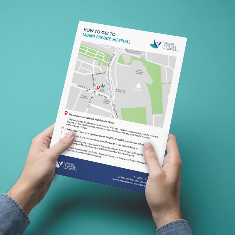 Miami Private Hospital - Directions Map A4 Insert