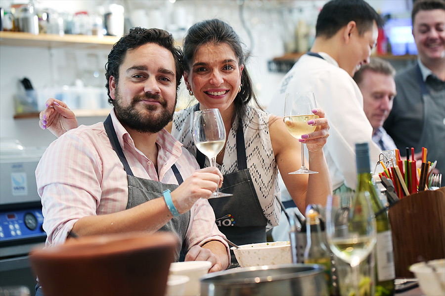 Happy couple toasting to a great time at Otao Kitchen