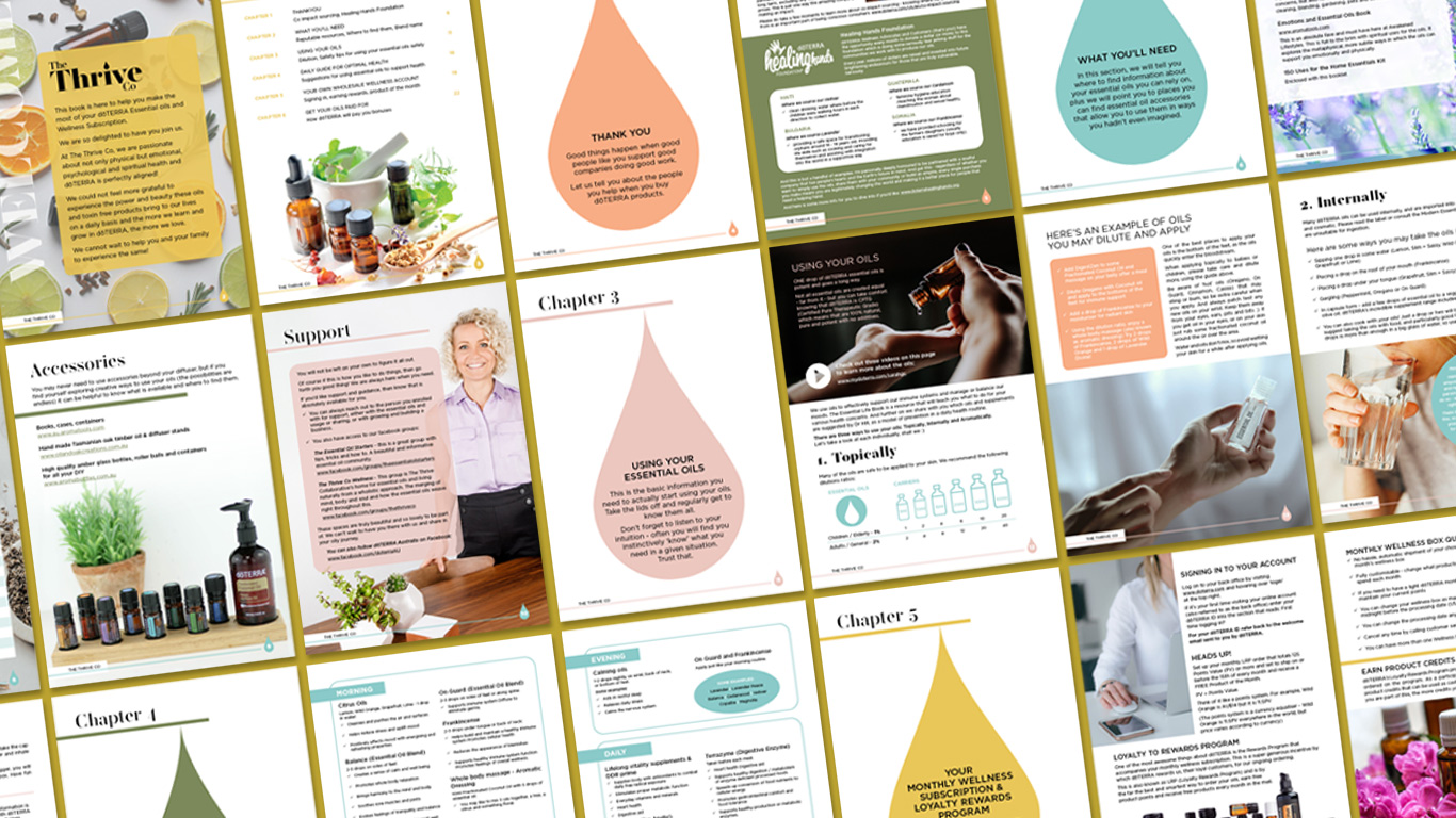 Pages from the Welcome Booklet for The Thrive Co.