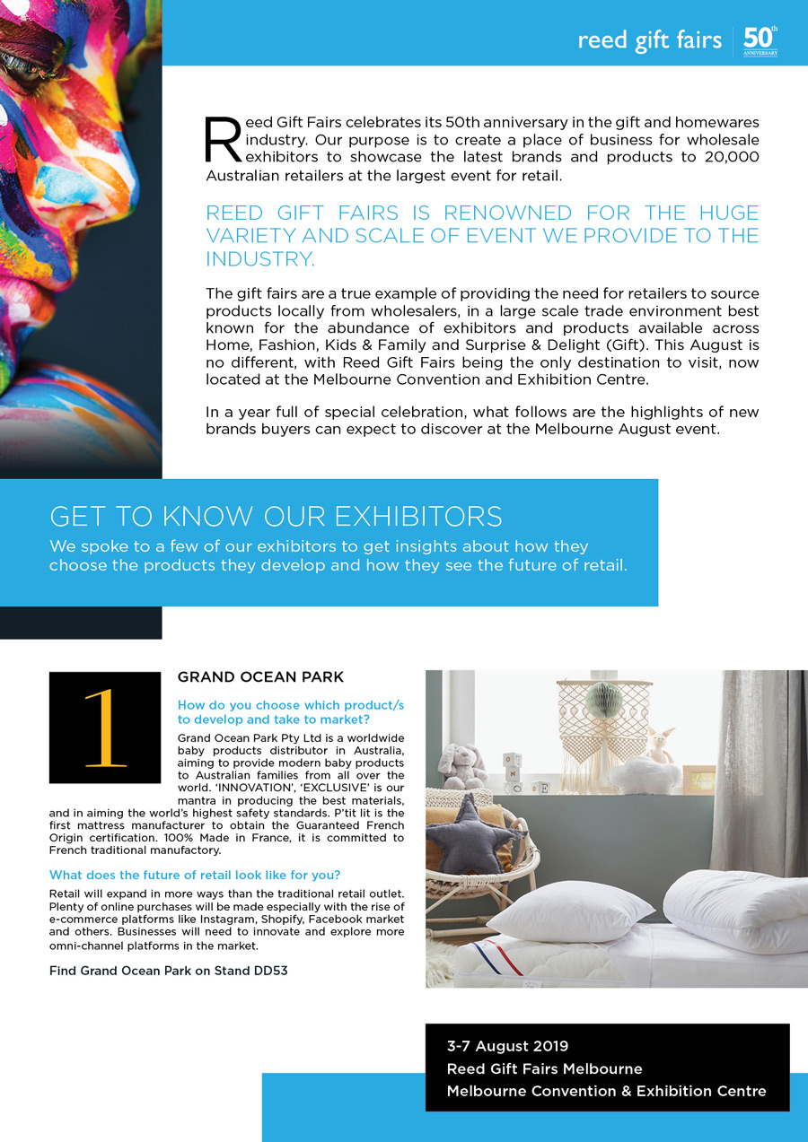 Australian Gift Guide Advertorial for Reed Gift Fairs Melbourne - page 1