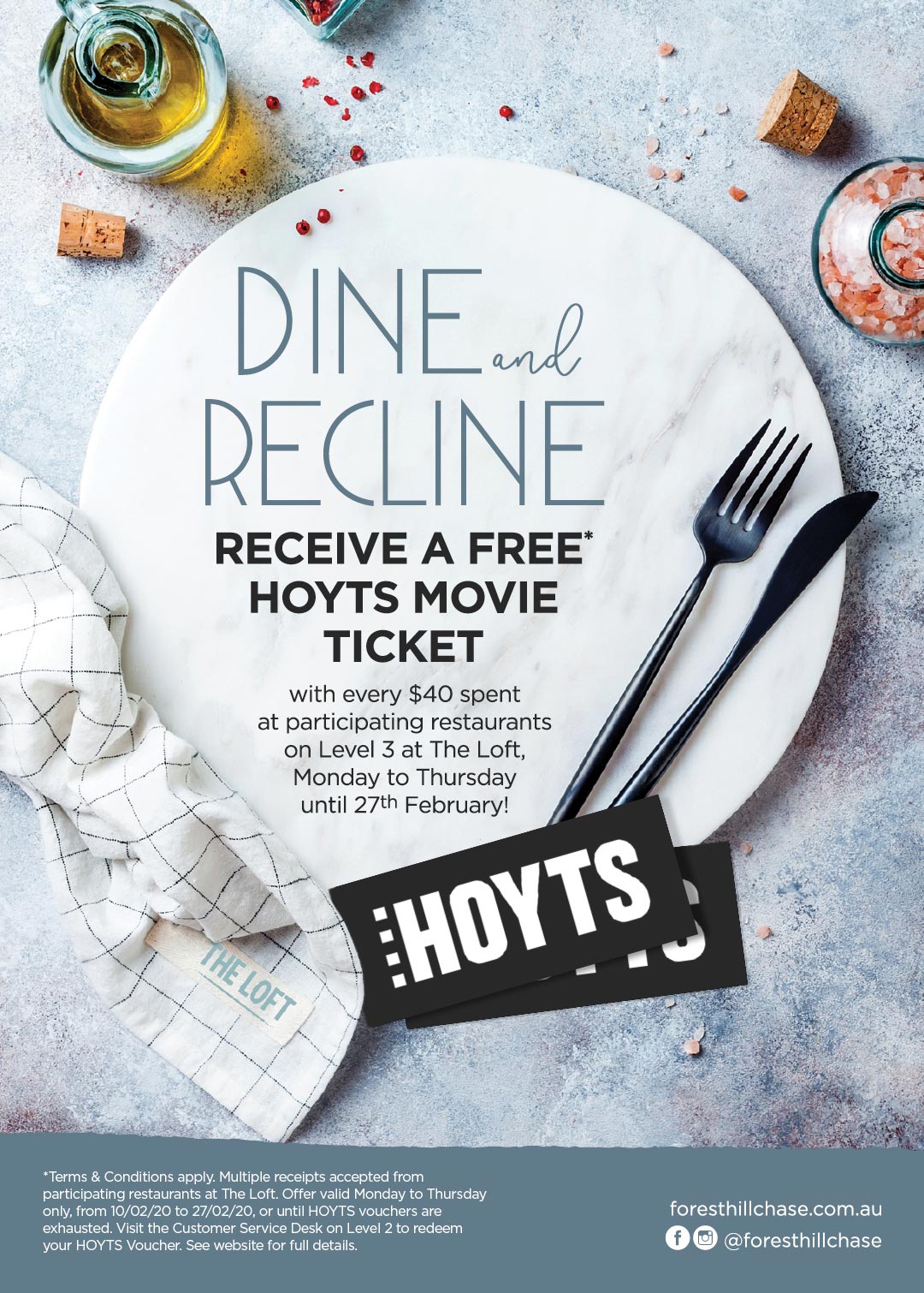 Dine and Recline Hoyts Promo Design for Digital Screen