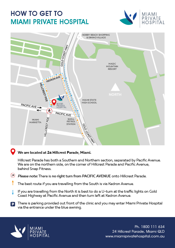 Miami Private Hospital Directions Map