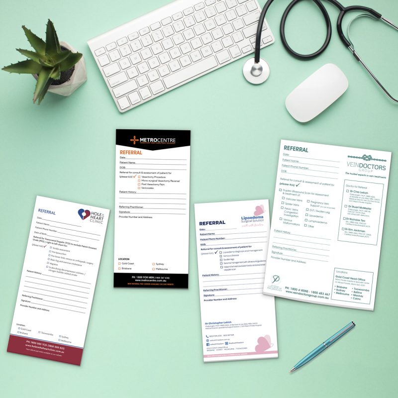 Medical Referral Pads for the clinics under the Coastal Medical Services umbrella